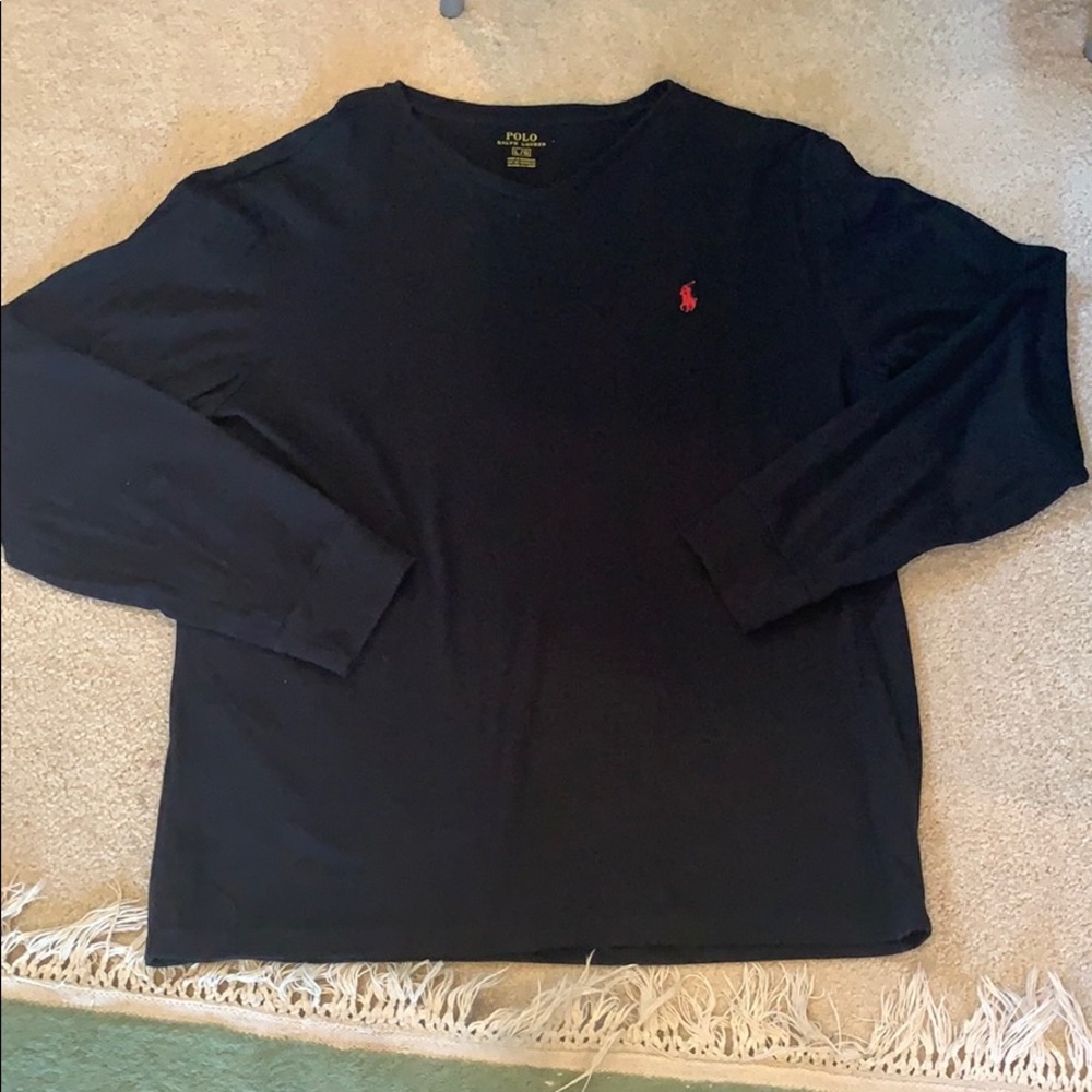 Polo Ralph Lauren black V-neck long sleeve.